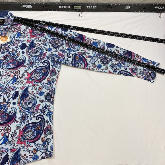 Premiere Multicolor Paisley Shirt Button Up Long Sleeve Polyester Mens 5XL NWT - Picture 15 of 16